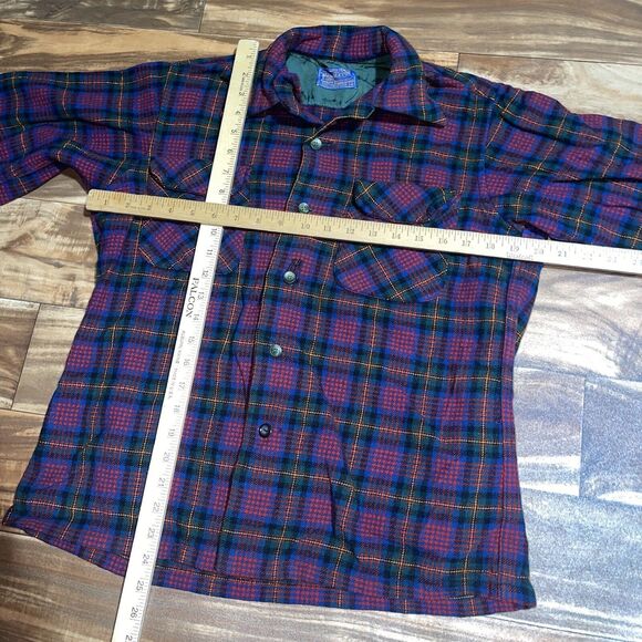 Vintage Pendleton Plaid Shirt Mens Medium Virgin Wool Board Flannel 70s 80s - Picture 9 of 11